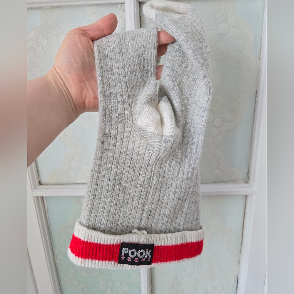 Pook Grey Knit Bunny Ear Toque – Fleece Lined Winter Hat